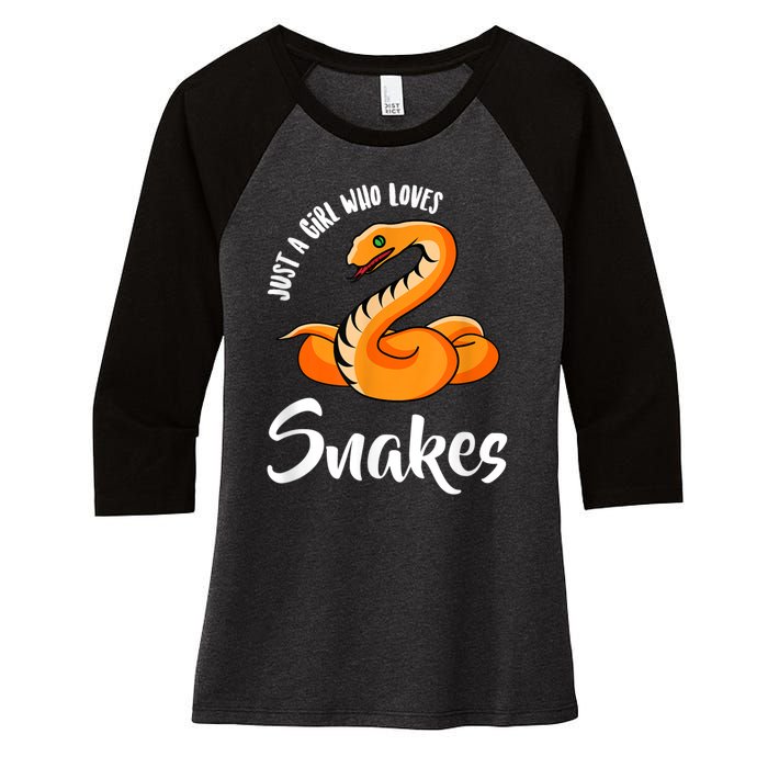 Just A Girl Who Loves Snakes Womens Snake Women's Tri-Blend 3/4-Sleeve Raglan Shirt