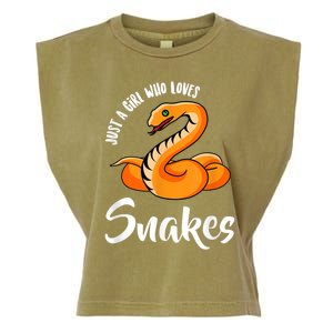 Just A Girl Who Loves Snakes Womens Snake Garment-Dyed Women's Muscle Tee