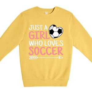 Just A Girl Who Loves Soccer Cute Soccer Lover Premium Crewneck Sweatshirt