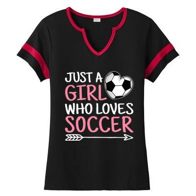 Just A Girl Who Loves Soccer Cute Soccer Lover Ladies Halftime Notch Neck Tee