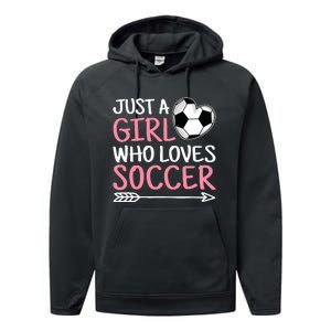 Just A Girl Who Loves Soccer Cute Soccer Lover Performance Fleece Hoodie