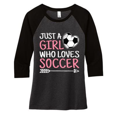 Just A Girl Who Loves Soccer Cute Soccer Lover Women's Tri-Blend 3/4-Sleeve Raglan Shirt