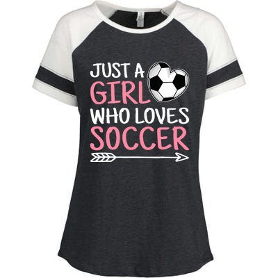 Just A Girl Who Loves Soccer Cute Soccer Lover Enza Ladies Jersey Colorblock Tee