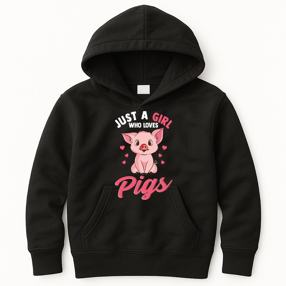 Just A Girl Who Loves Pigs Hog Lover Cute Farmer Kids Hoodie