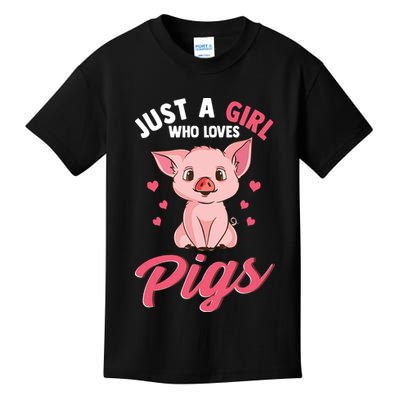 Just A Girl Who Loves Pigs Hog Lover Cute Farmer Kids T-Shirt