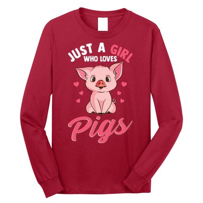 Just A Girl Who Loves Pigs Hog Lover Cute Farmer Long Sleeve Shirt