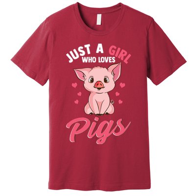 Just A Girl Who Loves Pigs Hog Lover Cute Farmer Premium T-Shirt