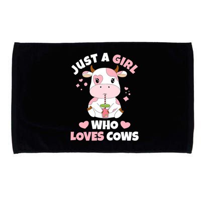 Just A Girl Who Loves Cows Cute Strawberry Cow Cowgirl Print Microfiber Hand Towel