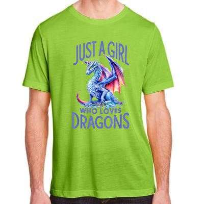 Just A Girl Who Loves Dragons Women Girl Blue Dragon Adult ChromaSoft Performance T-Shirt