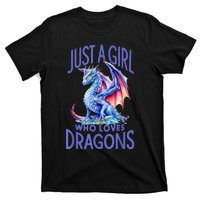 Just A Girl Who Loves Dragons Women Girl Blue Dragon T-Shirt