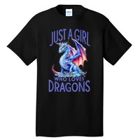 Just A Girl Who Loves Dragons Women Girl Blue Dragon Tall T-Shirt