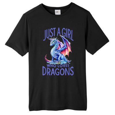 Just A Girl Who Loves Dragons Women Girl Blue Dragon Tall Fusion ChromaSoft Performance T-Shirt