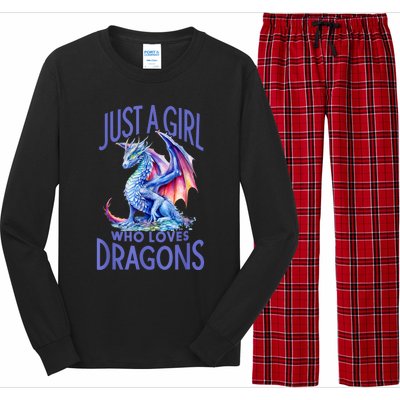 Just A Girl Who Loves Dragons Women Girl Blue Dragon Long Sleeve Pajama Set