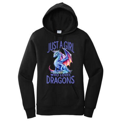 Just A Girl Who Loves Dragons Women Girl Blue Dragon Women's Pullover Hoodie