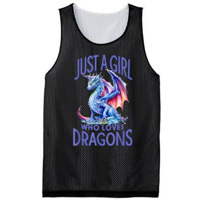 Just A Girl Who Loves Dragons Women Girl Blue Dragon Mesh Reversible Basketball Jersey Tank