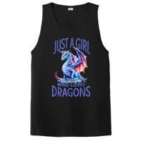 Just A Girl Who Loves Dragons Women Girl Blue Dragon PosiCharge Competitor Tank