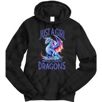 Just A Girl Who Loves Dragons Women Girl Blue Dragon Tie Dye Hoodie