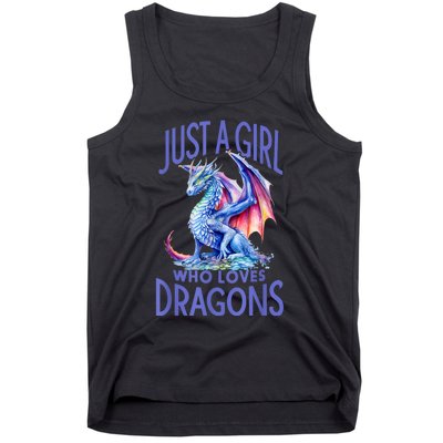 Just A Girl Who Loves Dragons Women Girl Blue Dragon Tank Top