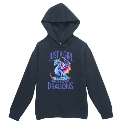 Just A Girl Who Loves Dragons Women Girl Blue Dragon Urban Pullover Hoodie