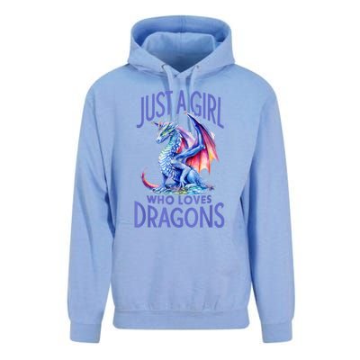 Just A Girl Who Loves Dragons Women Girl Blue Dragon Unisex Surf Hoodie