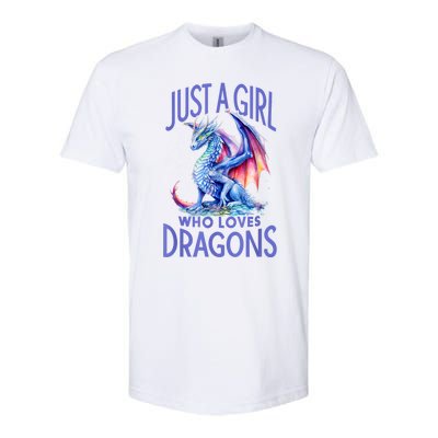 Just A Girl Who Loves Dragons Women Girl Blue Dragon Softstyle CVC T-Shirt