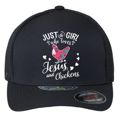 Just A Girl Who Loves Jesus And Chickens Farmer Lover Flexfit Unipanel Trucker Cap