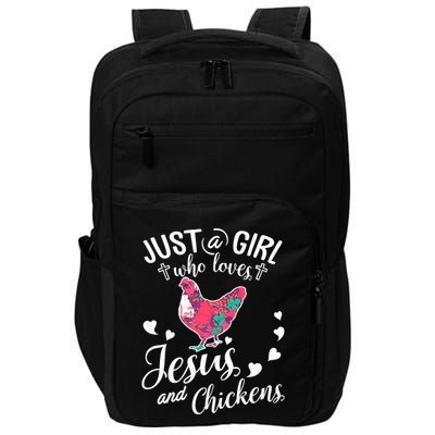 Just A Girl Who Loves Jesus And Chickens Farmer Lover Impact Tech Backpack