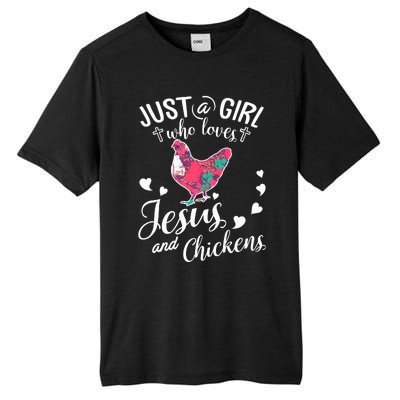 Just A Girl Who Loves Jesus And Chickens Farmer Lover Tall Fusion ChromaSoft Performance T-Shirt