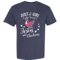 Just A Girl Who Loves Jesus And Chickens Farmer Lover Garment-Dyed Heavyweight T-Shirt