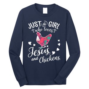 Just A Girl Who Loves Jesus And Chickens Farmer Lover Long Sleeve Shirt