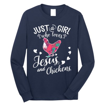 Just A Girl Who Loves Jesus And Chickens Farmer Lover Long Sleeve Shirt