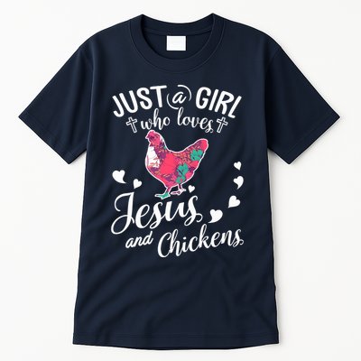 Just A Girl Who Loves Jesus And Chickens Farmer Lover Tall T-Shirt