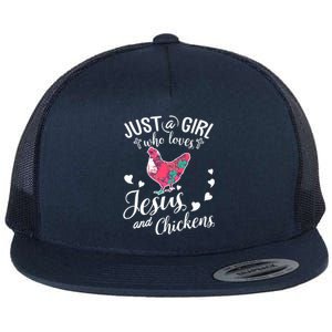 Just A Girl Who Loves Jesus And Chickens Farmer Lover Flat Bill Trucker Hat