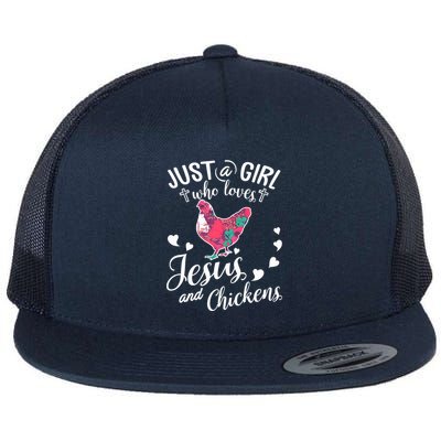 Just A Girl Who Loves Jesus And Chickens Farmer Lover Flatbill Hat