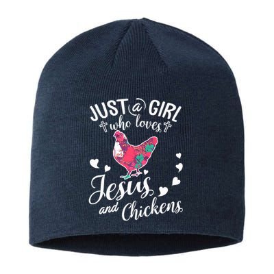 Just A Girl Who Loves Jesus And Chickens Farmer Lover Sustainable Beanie