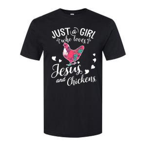 Just A Girl Who Loves Jesus And Chickens Farmer Lover Softstyle CVC T-Shirt