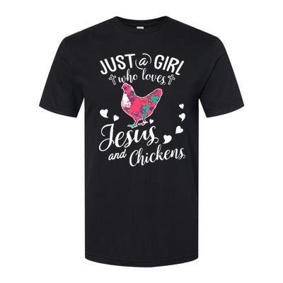 Just A Girl Who Loves Jesus And Chickens Farmer Lover Softstyle CVC T-Shirt