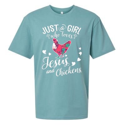 Just A Girl Who Loves Jesus And Chickens Farmer Lover Sueded Cloud Jersey T-Shirt