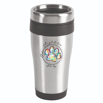 Just A Girl Who Loves All Her Dogs Dog Paw 16oz Travel Tumbler