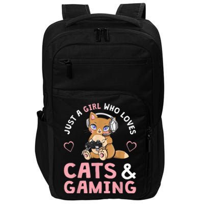 Just A Girl Who Loves Cats And Gaming Cute Gamer Cat Impact Tech Backpack