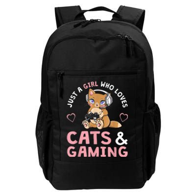 Just A Girl Who Loves Cats And Gaming Cute Gamer Cat Daily Commute Backpack