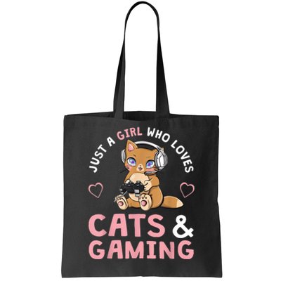 Just A Girl Who Loves Cats And Gaming Cute Gamer Cat Tote Bag