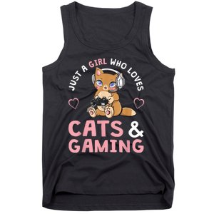 Just A Girl Who Loves Cats And Gaming Cute Gamer Cat Tank Top