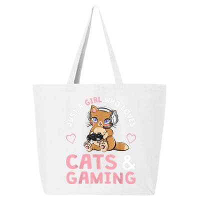 Just A Girl Who Loves Cats And Gaming Cute Gamer Cat 25L Jumbo Tote