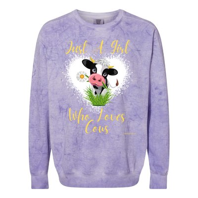 Just A Girl Who Loves Cows Meaningful Gift Colorblast Crewneck Sweatshirt