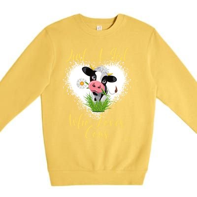 Just A Girl Who Loves Cows Meaningful Gift Premium Crewneck Sweatshirt