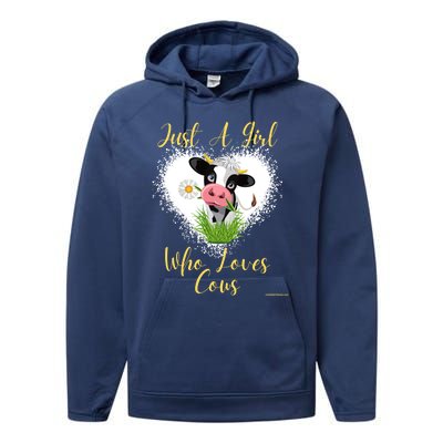 Just A Girl Who Loves Cows Meaningful Gift Performance Fleece Hoodie