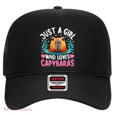 Just A Girl Who Loves Capybaras Cute Rodent Women High Crown Mesh Back Trucker Hat