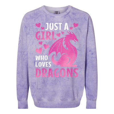 Just A Girl Who Loves Dragons Colorblast Crewneck Sweatshirt