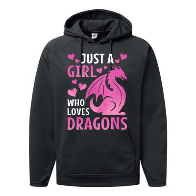 Just A Girl Who Loves Dragons Performance Fleece Hoodie